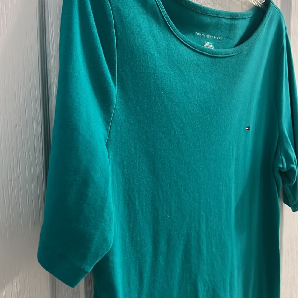 Tommy Hilfiger Womens Top size XL Turquoise - Picture 4 of 5